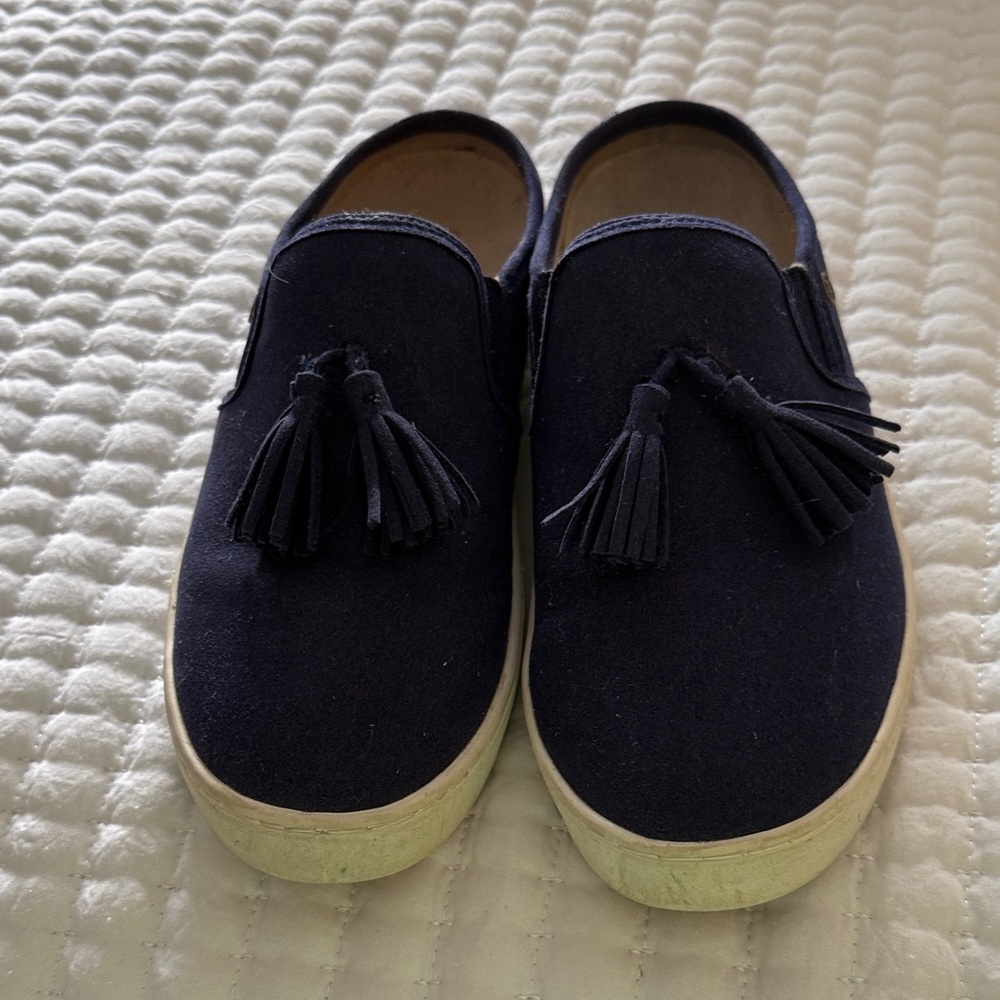 Navy Blue Spenco Slip-On Shoes with Tassels